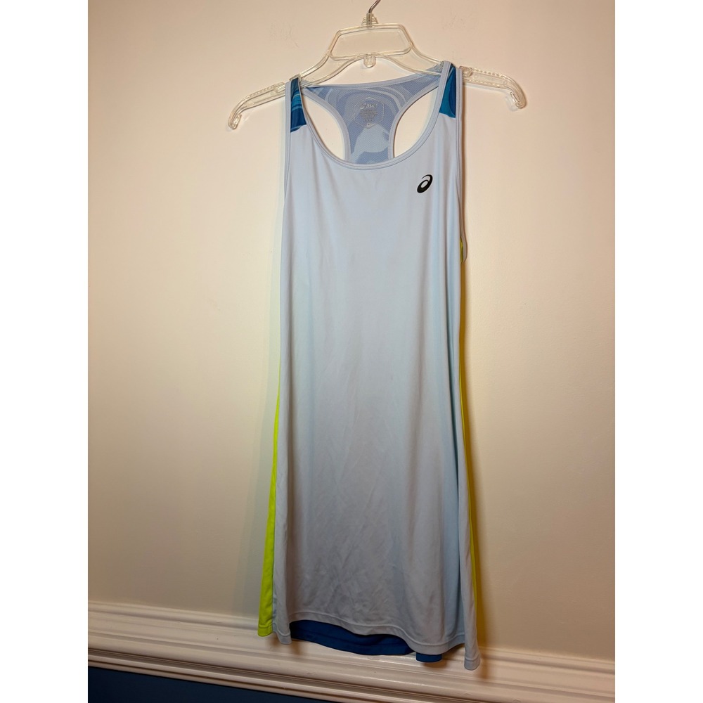 Asics Athletic Dress Womens Medium Blue Yellow Racerback Tennis Golf Sporty